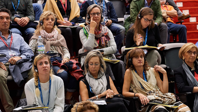 Das Publikum verfolgt die Präsentationen am Mindscience-Symposium an der Universität Pisa, in Pisa, Italien, am 21. September 2017. Foto: Olivier Adam