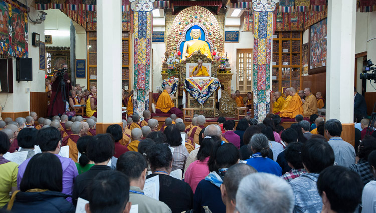 Ein Blick auf den tibetischen Haupttempel während den Unterweisungen von Seiner Heiligkeit dem Dalai Lama in Dharamsala, HP, Indien, am 3. Oktober 2017. Foto: Tenzin Phuntsok