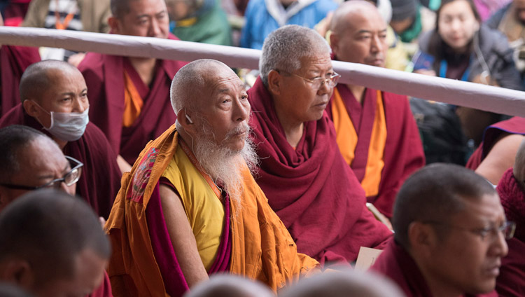 Über 10’000 Mönche und Nonnen nehmen an den Belehrungen Seiner Heiligkeit des Dalai Lama teil - in Bodhgaya, Bihar, Indien am 15. Januar 2018. Foto: Manuel Bauer