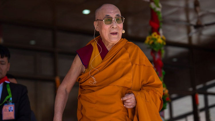 Seine Heiligkeit der Dalai Lama spricht anlässlich der Feier seines 83. Geburtstages in Leh, Ladakh, J&K, Indien am 6. Juli 2018. Foto: Tenzin Choejor