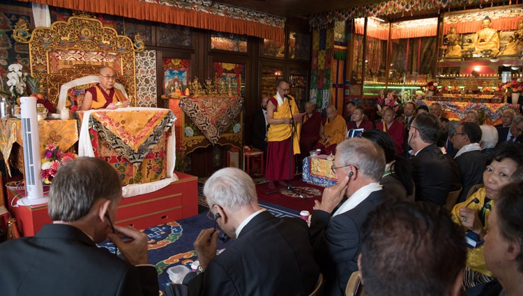 Seine Heiligkeit der Dalai Lama im Tibet-Institut anlässlich einer religiösen Zeremonie zum 50-jährigen Bestehen in Rikon, Schweiz am 21. September 2018.