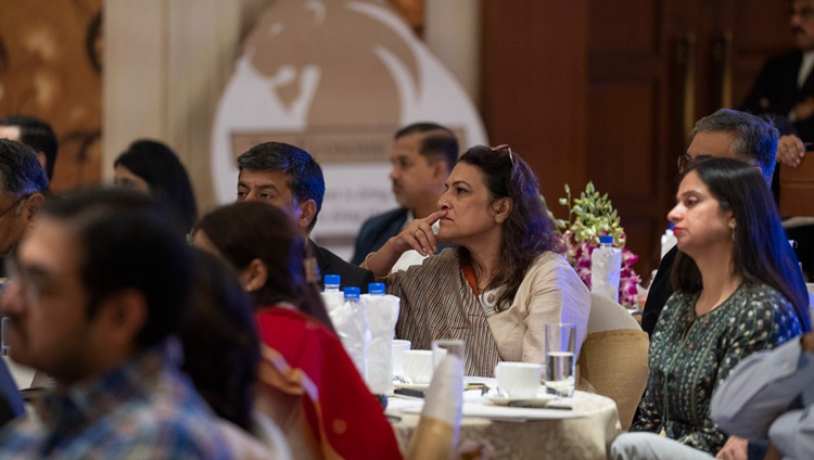 Einige der über 100 Unternehmerinnen und Unternehmer, die der Ansprache von Seiner Heiligkeit dem Dalai Lama am India Leadership Council von The Economic Times zuhören. Neu Delhi, Indien am 10. Dezember 2018. Foto: Tenzin Choejor